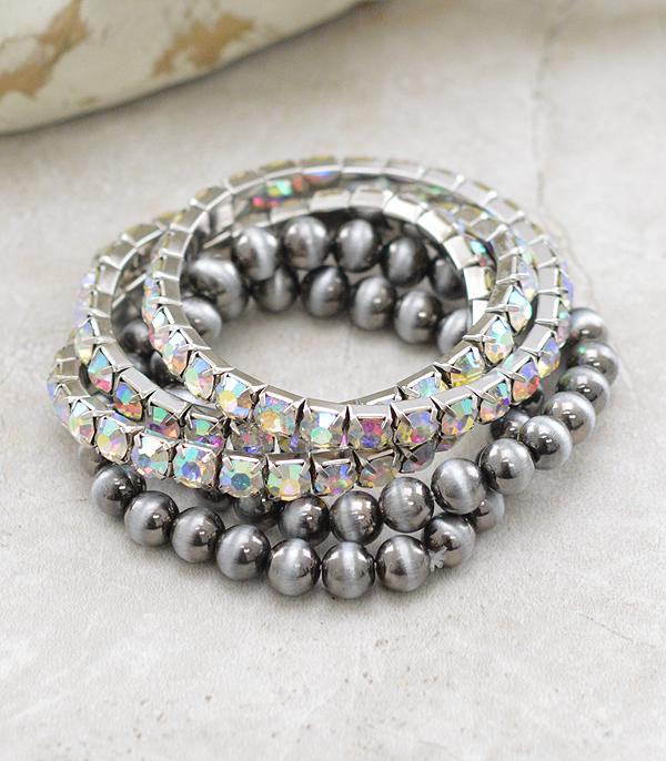 New Arrival :: Wholesale Rhinestone Navajo Pearl Bracelet Set