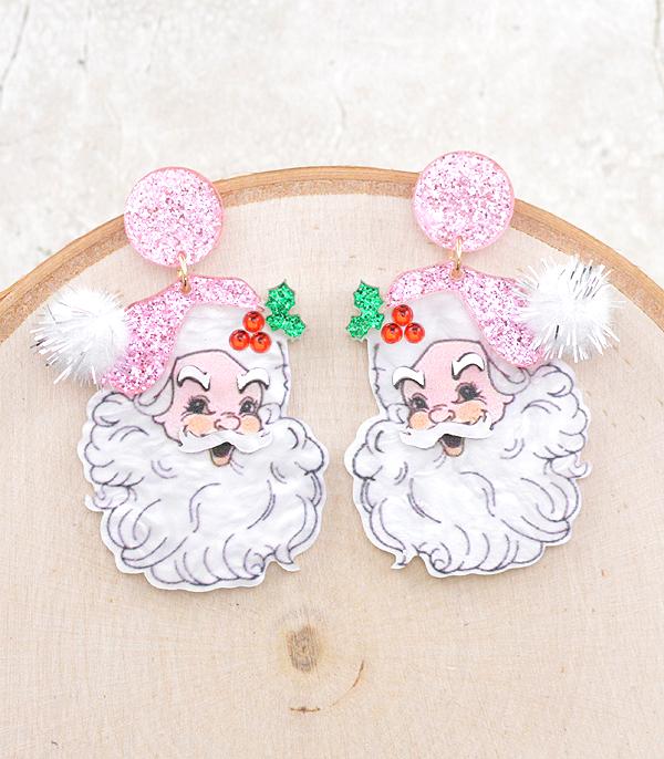 <font color=ORANGE>SEASONAL</font> :: Wholesale Glitter Christmas Santa Earrings