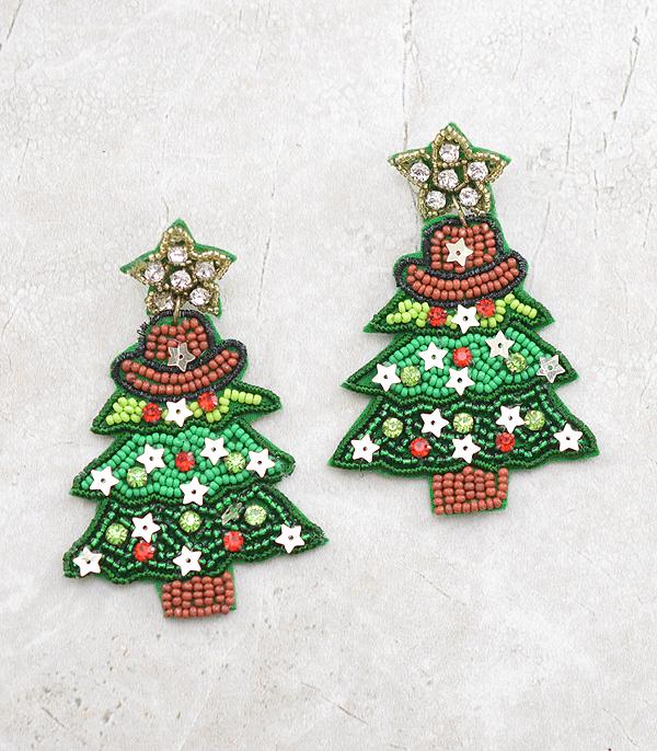 <font color=ORANGE>SEASONAL</font> :: Wholesale Beaded Christmas Tree Earrings