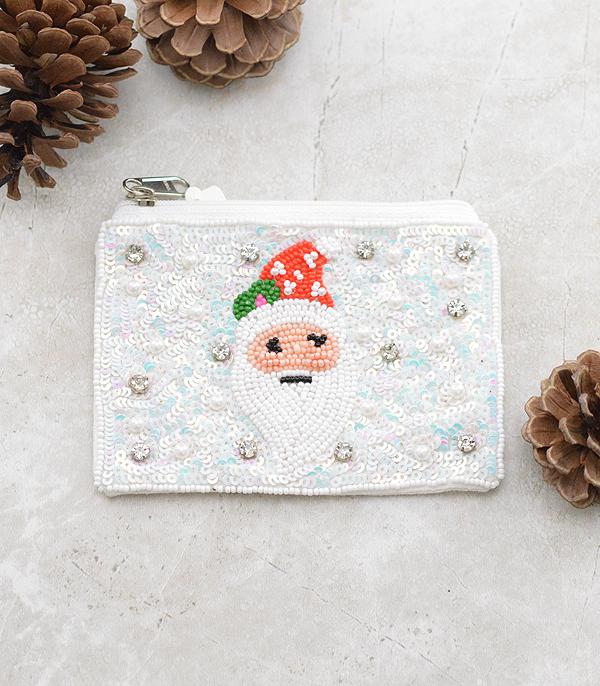 <font color=GREEN>HOLIDAYS</font> :: JEWELRY I BAGS :: Wholesale Christmas Santa Beaded Coin Purse