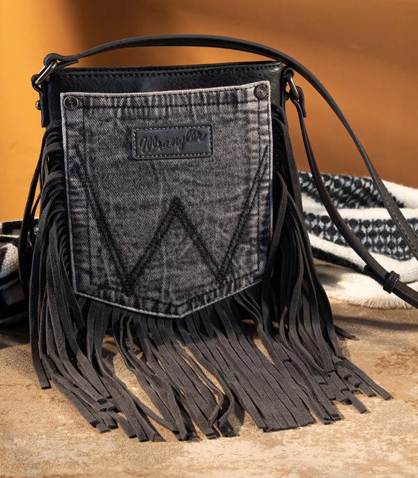 New Arrival :: Wholesale Wrangler Washed Denim Fringe Crossbody 