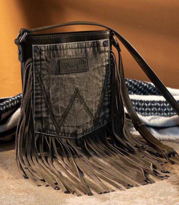 New Arrival :: Wholesale Wrangler Washed Denim Fringe Crossbody 