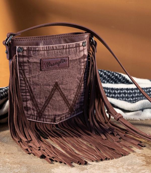 New Arrival :: Wholesale Wrangler Washed Denim Fringe Crossbody 