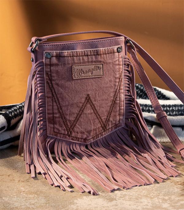 New Arrival :: Wholesale Wrangler Washed Denim Fringe Crossbody 