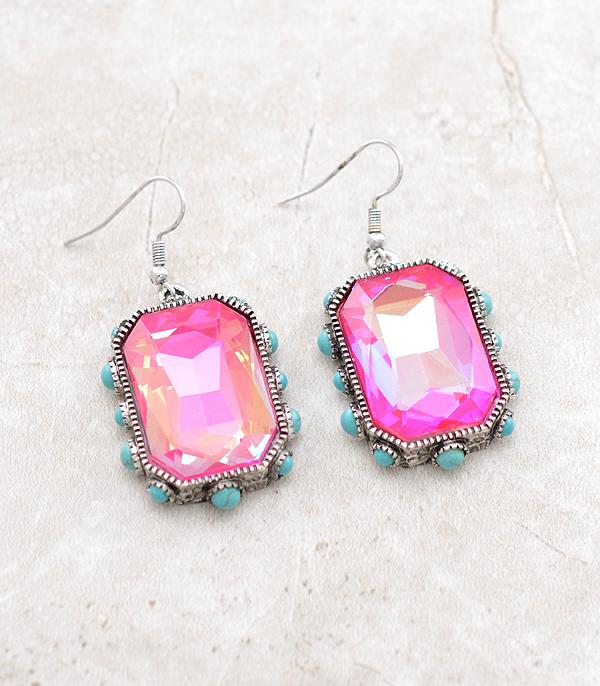 New Arrival :: Wholesale Western Turquoise Glass Stone Earrings