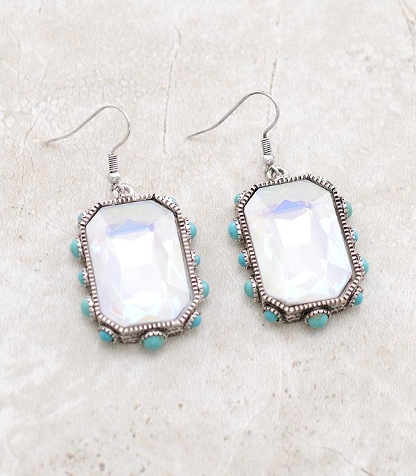 EARRINGS :: TRENDY EARRINGS :: Wholesale Western Glass Stone Turquoise Earrings