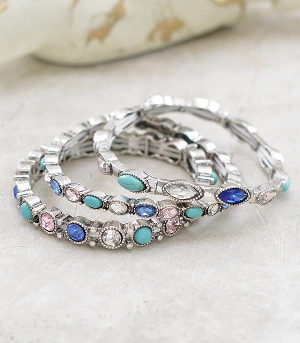 New Arrival :: Wholesale Turquoise Glass Stone Bracelet Set