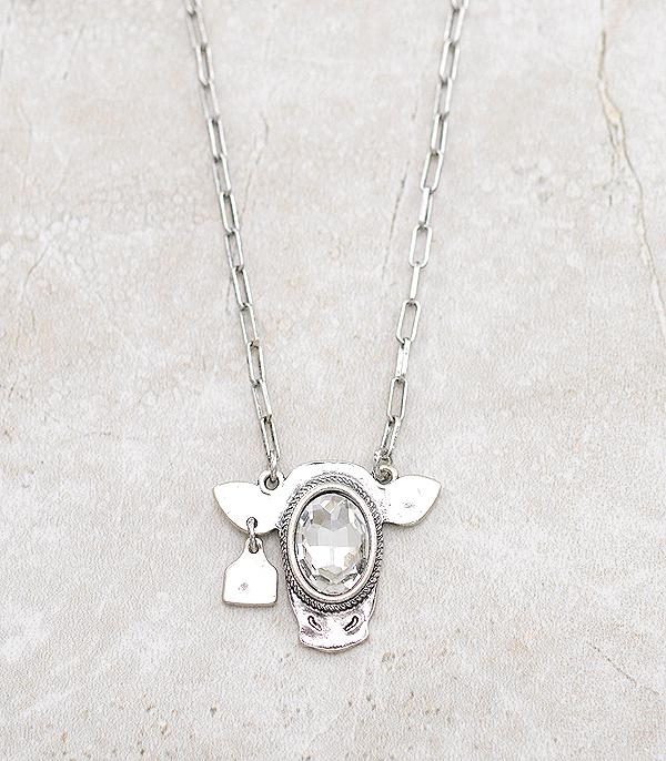 New Arrival :: Wholesale Glass Stone Cow Head Necklace