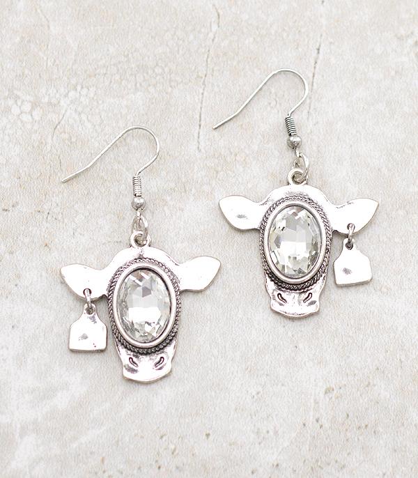 EARRINGS :: WESTERN HOOK EARRINGS :: Wholesale Cow Head Dangle Earrings