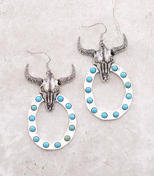 EARRINGS :: WESTERN HOOK EARRINGS :: Wholesale Western Steer Skull Earrings