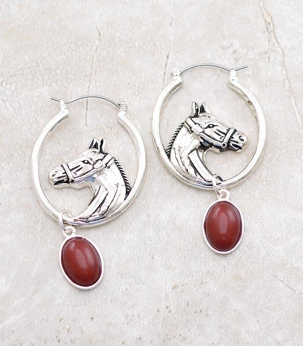 New Arrival :: Wholesale Western Horse Hoop Earrings