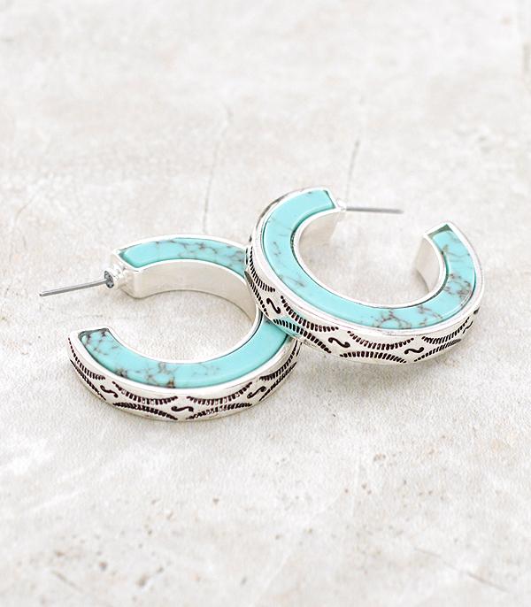 New Arrival :: Wholesale Western Turquoise Hoop Earrings