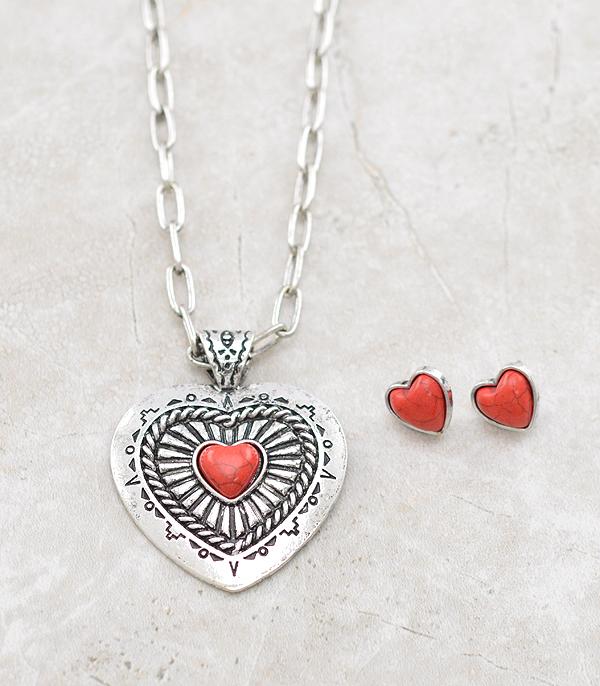 New Arrival :: Wholesale Heart Concho Necklace Set