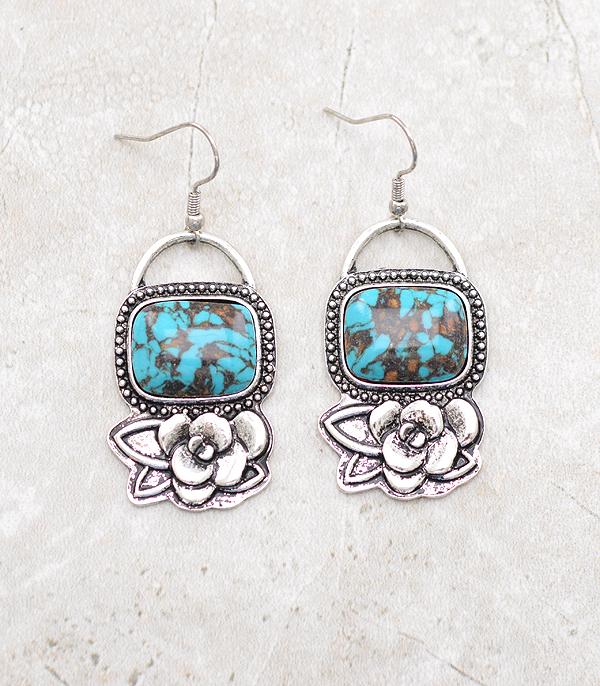 New Arrival :: Wholesale Western Turquoise Flower Earrings