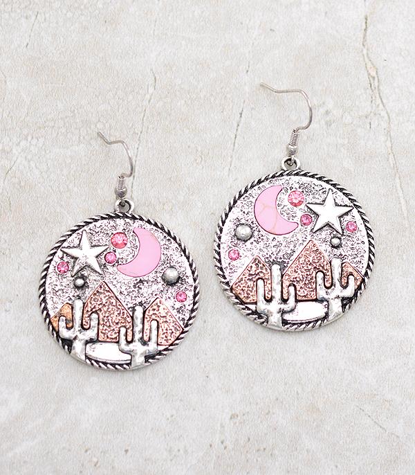 New Arrival :: Wholesale Western Cactus Desert Concho Earrings