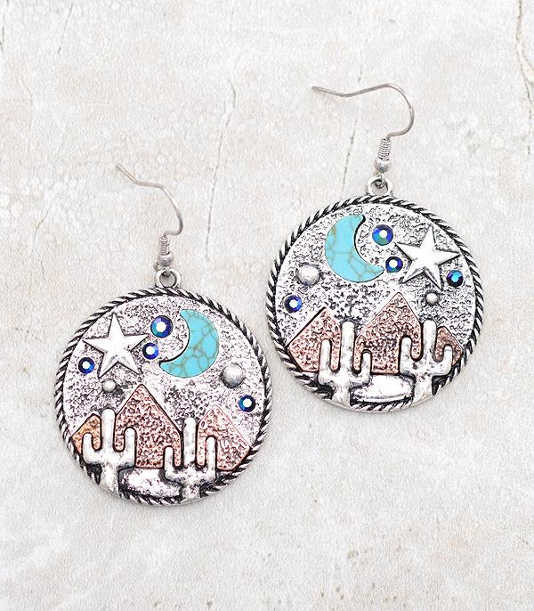 New Arrival :: Wholesale Western Cactus Desert Concho Earrings