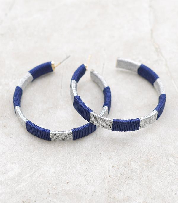 EARRINGS :: HOOP EARRINGS :: Wholesale Game Day Navy Hoop Earrings