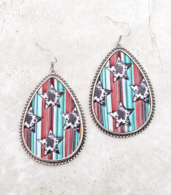 EARRINGS :: WESTERN HOOK EARRINGS :: Wholesale Western Print Teardrop Earrings