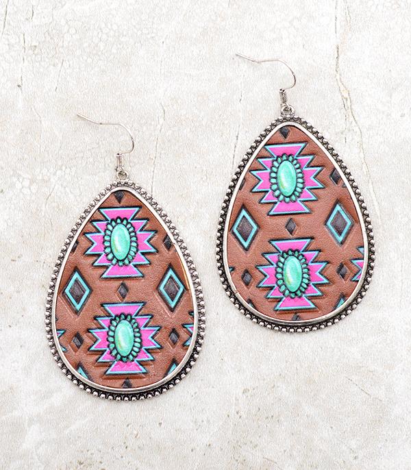 New Arrival :: Wholesale Western Print Teardrop Earrings
