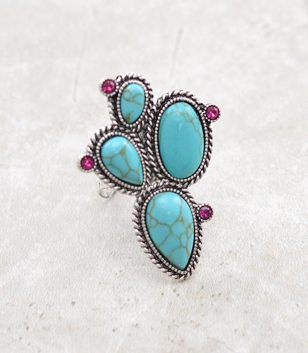 New Arrival :: Wholesale Western Turquoise Cactus Ring