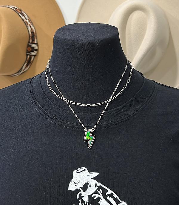 NECKLACES :: CHAIN WITH PENDANT :: Wholesale Western Lightning Bolt Layered Necklace
