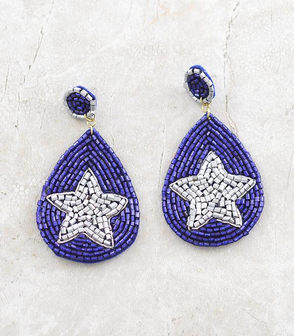 EARRINGS :: TRENDY EARRINGS :: Wholesale Navy Silver Game Day Earrings