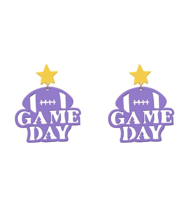 <font color=PURPLE>GAMEDAY</font> :: Wholesale Game Day Football Earrings