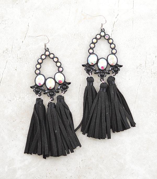 EARRINGS :: WESTERN HOOK EARRINGS :: Wholesale Western Fringe Teardrop Earrings