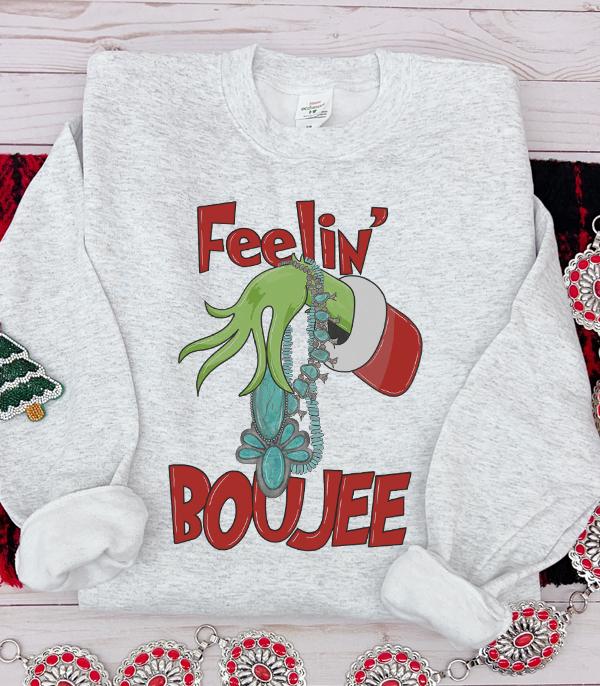 <font color=GREEN>HOLIDAYS</font> :: GRAPHIC TEES :: Wholesale Turquoise Boujee Christmas Sweatshirt