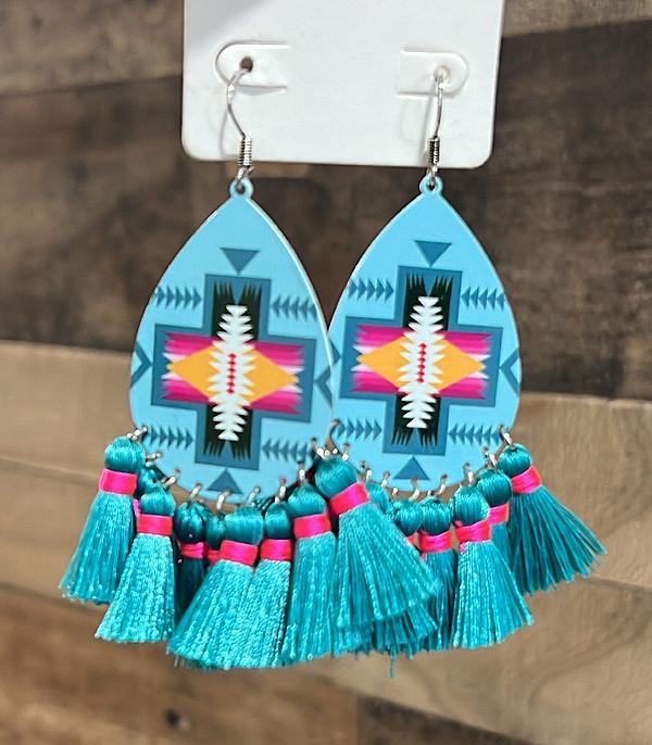 EARRINGS :: WESTERN HOOK EARRINGS :: Wholesale Western Aztec Tassel Earrings