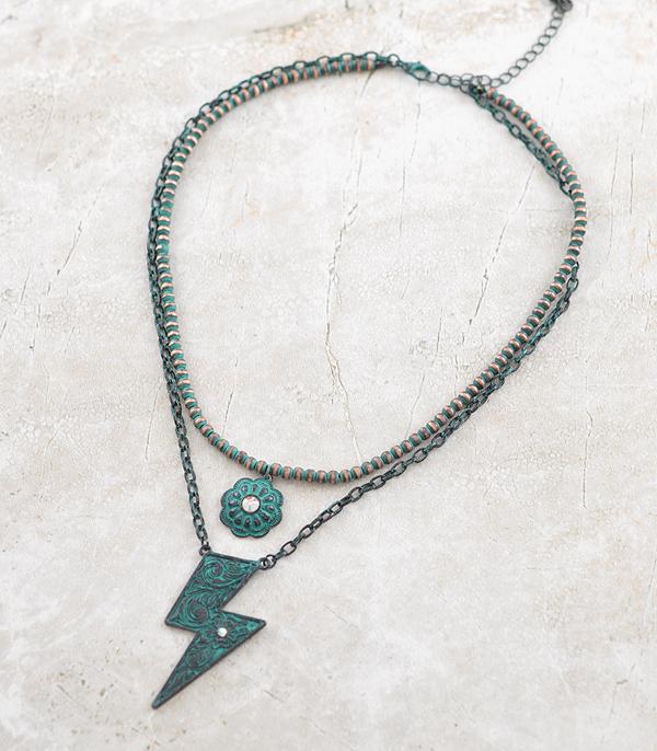 NECKLACES :: TRENDY :: Wholesale Western Lightning Bolt Concho Necklace