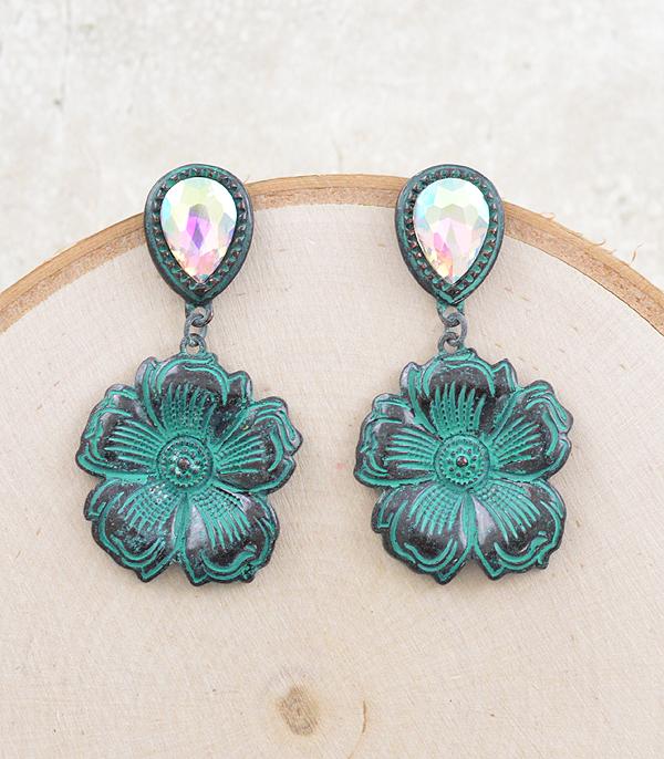 EARRINGS :: WESTERN POST EARRINGS :: Wholesale Western Flower Dangle Earrings