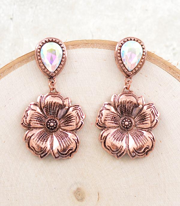 EARRINGS :: WESTERN POST EARRINGS :: Wholesale Western Flower Dangle Earrings