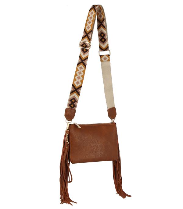 HANDBAGS :: CROSSBODY BAGS :: Wholesale Guitar Strap Fringe Crossbody Bag