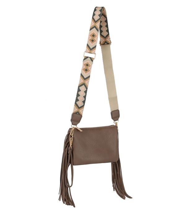 HANDBAGS :: CROSSBODY BAGS :: Wholesale Guitar Strap Fringe Crossbody Bag