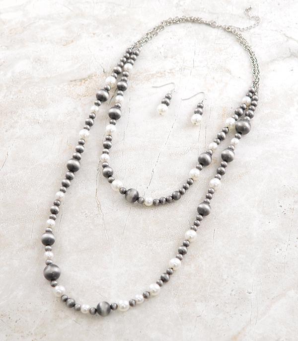 NECKLACES :: WESTERN LONG NECKLACES :: Wholesale Western Navajo Pearl Layered Necklace