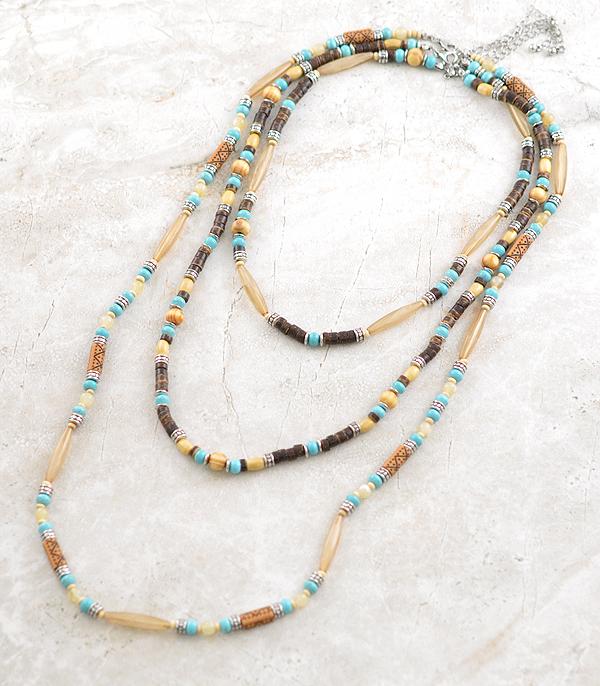 NECKLACES :: WESTERN LONG NECKLACES :: Wholesale Western Beaded Layered Necklace