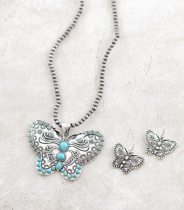 New Arrival :: Wholesale Western Turquoise Butterfly Necklace