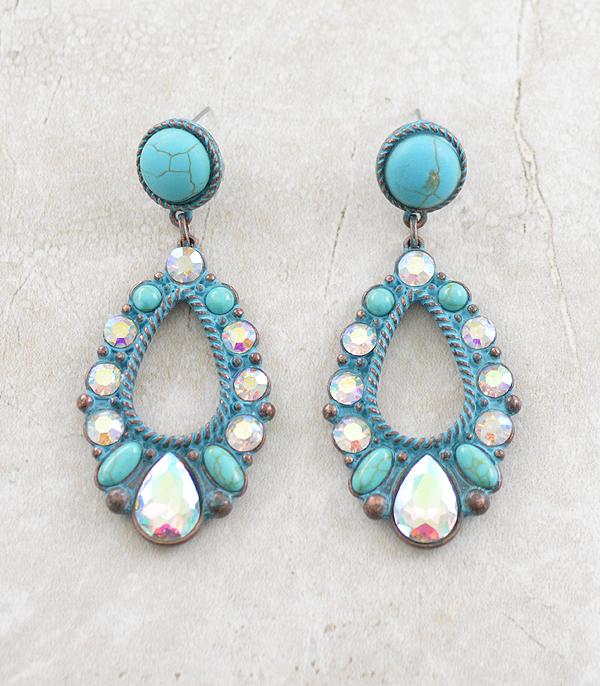 EARRINGS :: WESTERN POST EARRINGS :: Wholesale Western Turquoise Teardrop Earrings