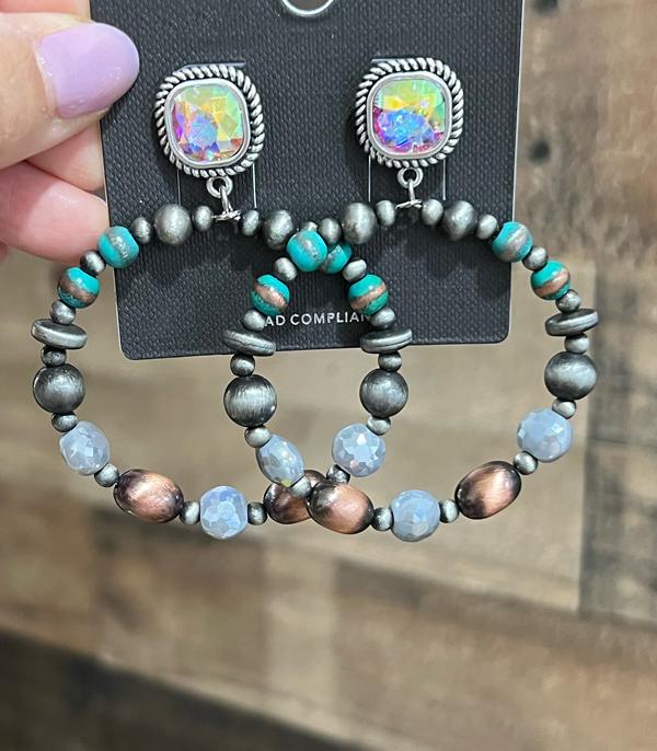 EARRINGS :: WESTERN POST EARRINGS :: Wholesale Western Navajo Pearl Hoop Earrings