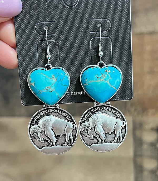 EARRINGS :: WESTERN HOOK EARRINGS :: Wholesale Western Coin Premium Stone Earrings