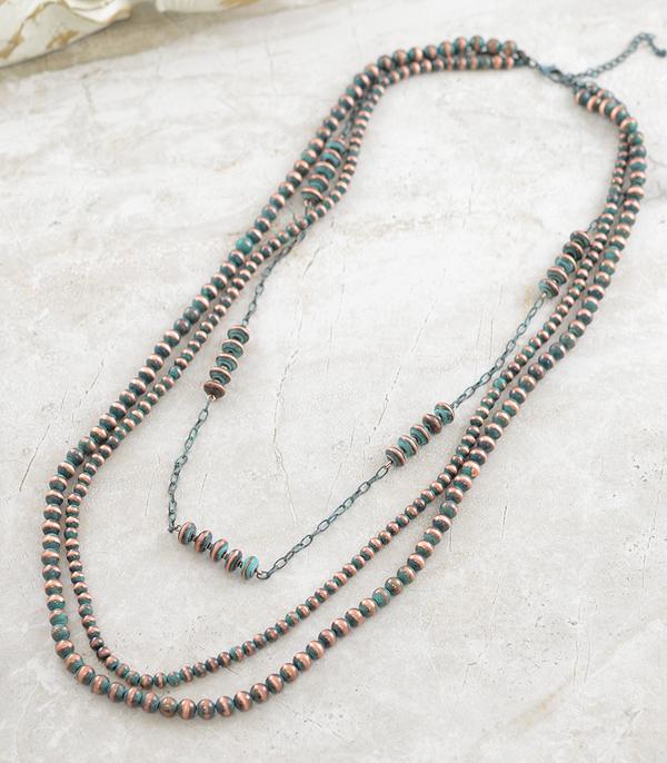 NECKLACES :: WESTERN LONG NECKLACES :: Wholesale Western Navajo Pearl Layered Necklace