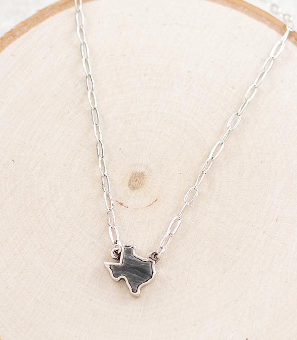 NECKLACES :: CHAIN WITH PENDANT :: Wholesale Semi Stone Texas Map Necklace