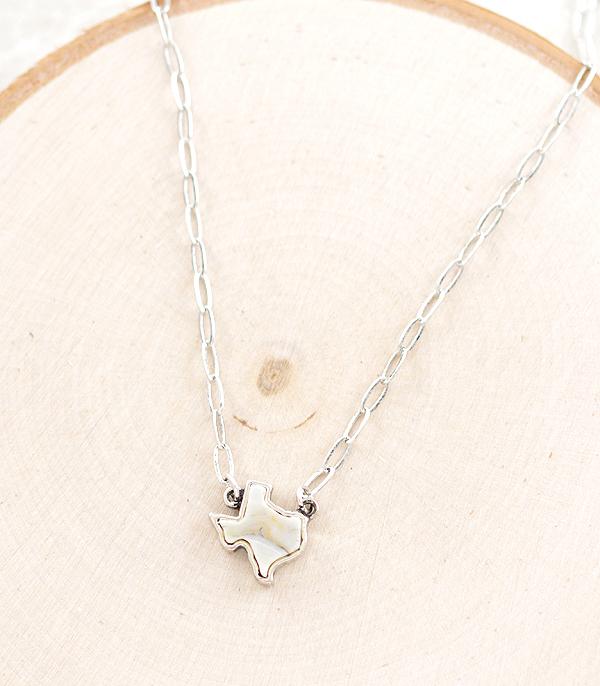 NECKLACES :: CHAIN WITH PENDANT :: Wholesale Semi Stone Texas Map Necklace