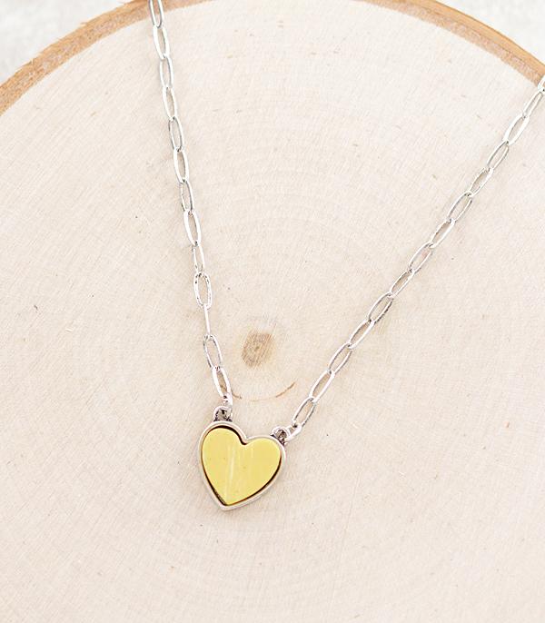NECKLACES :: CHAIN WITH PENDANT :: Wholesale Semi Stone Heart Necklace