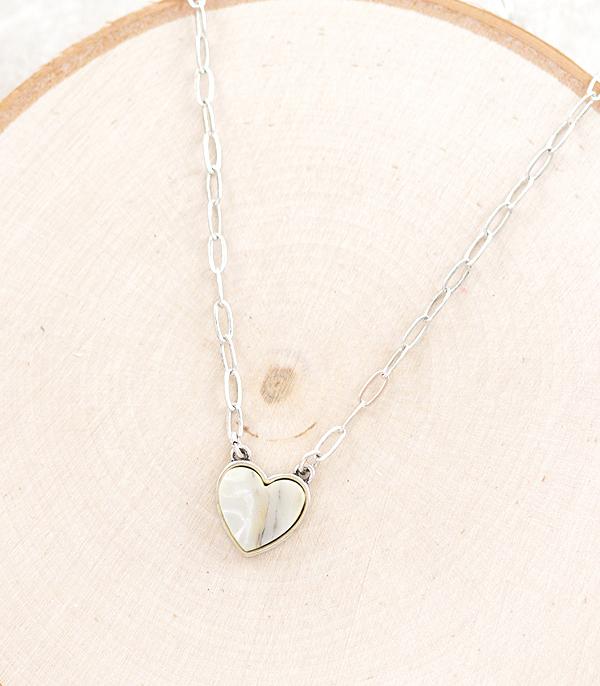 NECKLACES :: CHAIN WITH PENDANT :: Wholesale Western Semi Stone Heart Necklace