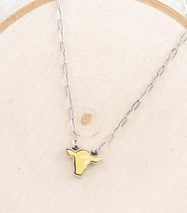 NECKLACES :: CHAIN WITH PENDANT :: Wholesale Semi Stone Cow Pendant Necklace