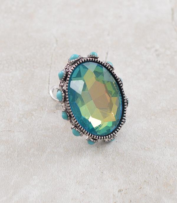 RINGS :: Wholesale Western Glass Stone Turquoise Ring