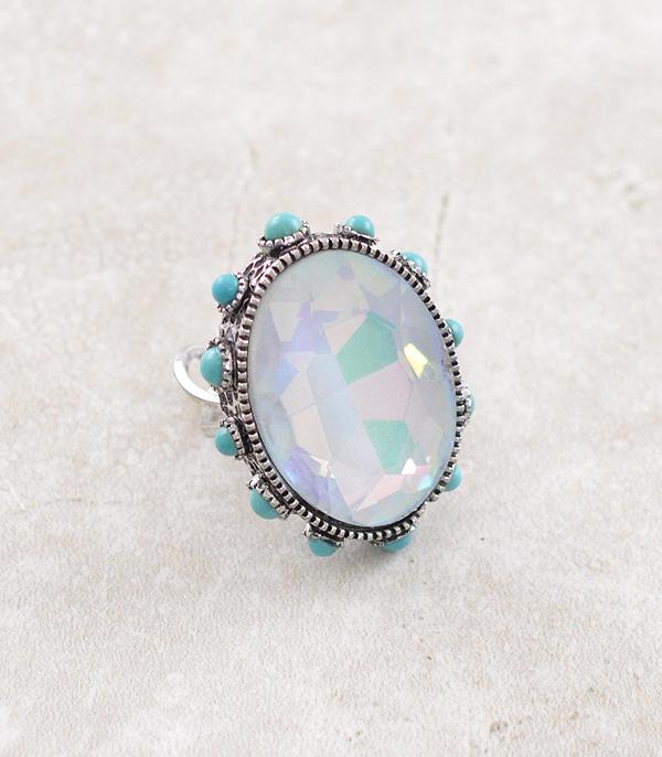 RINGS :: Wholesale Western Glass Stone Turquoise Ring