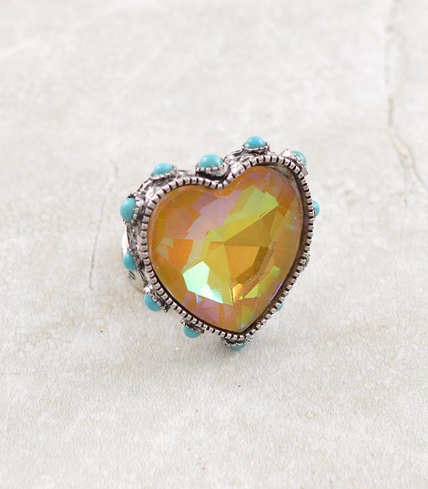 RINGS :: Wholesale Glass Stone Heart Shape Ring